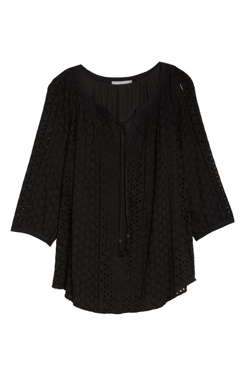 DR2 by Daniel Rainn Daniel Rainn Eyelet Tie Neck Blouse, Alternate, color, 