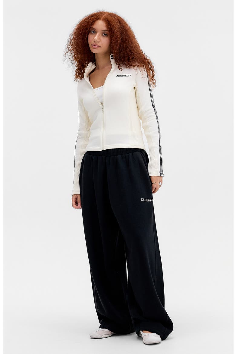 Trip Track Cotton Knit Full Zip Jacket, Alternate, color, WHITE