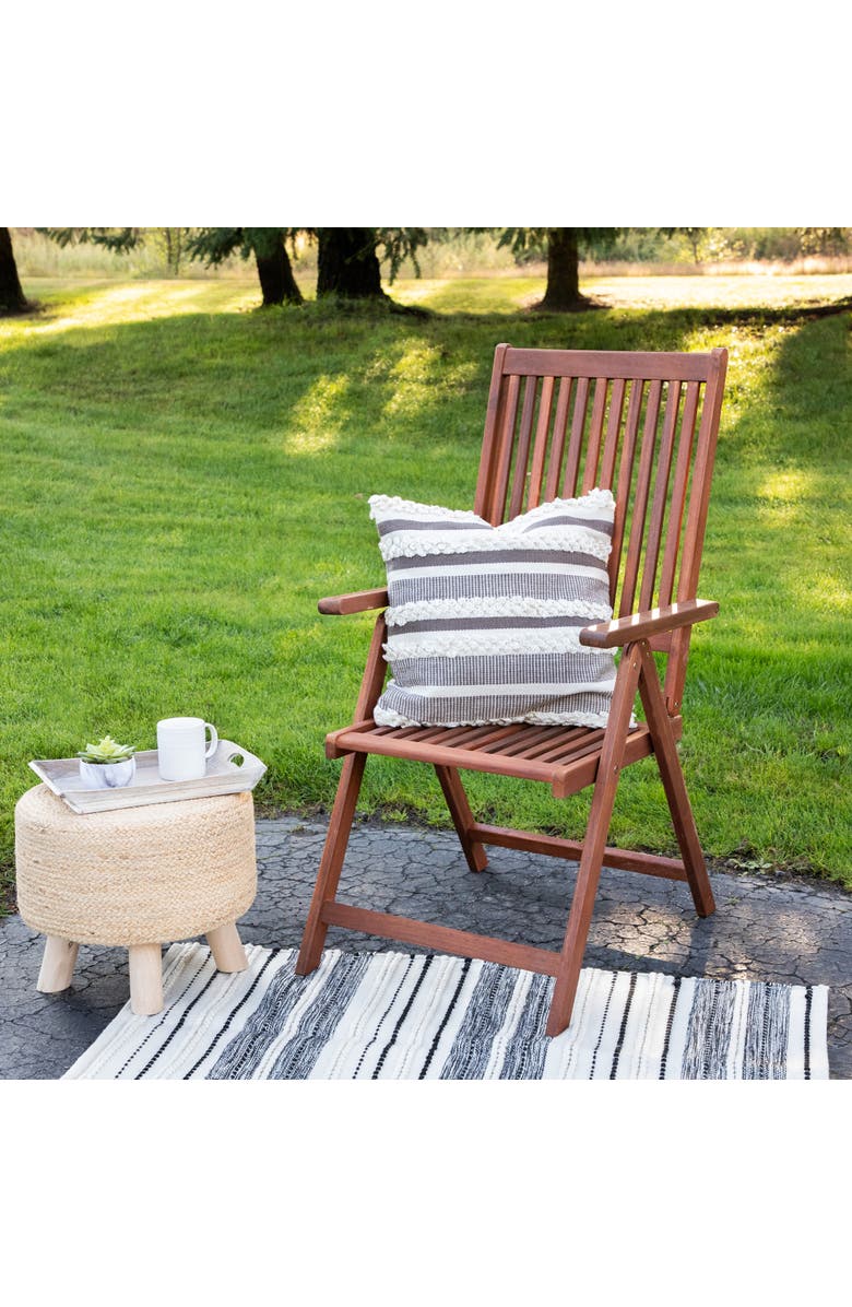 Northlight 20" Gray and Cream Handloom Woven Outdoor Throw Pillow, Alternate, color, Gray