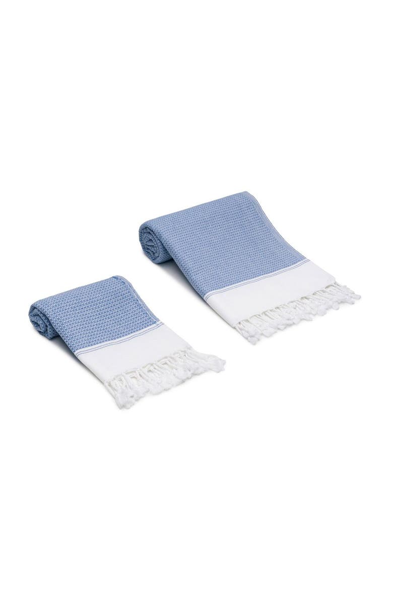 Pria Turkish Cotton Bath and Hand Towel - Set, Alternate, color, Denim Blue