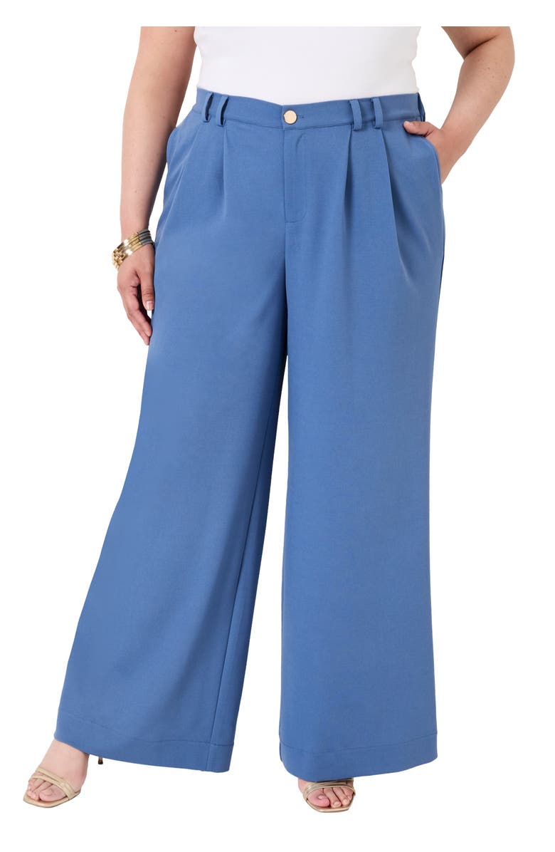 June + Vie Pleated Wide-Leg Trousers, Main, color, 