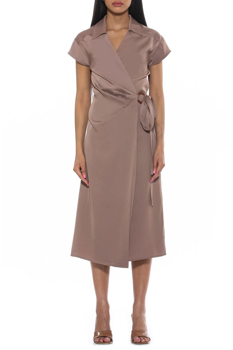 Paris Surplice Wrap Midi Dress, Main, color, NUDE