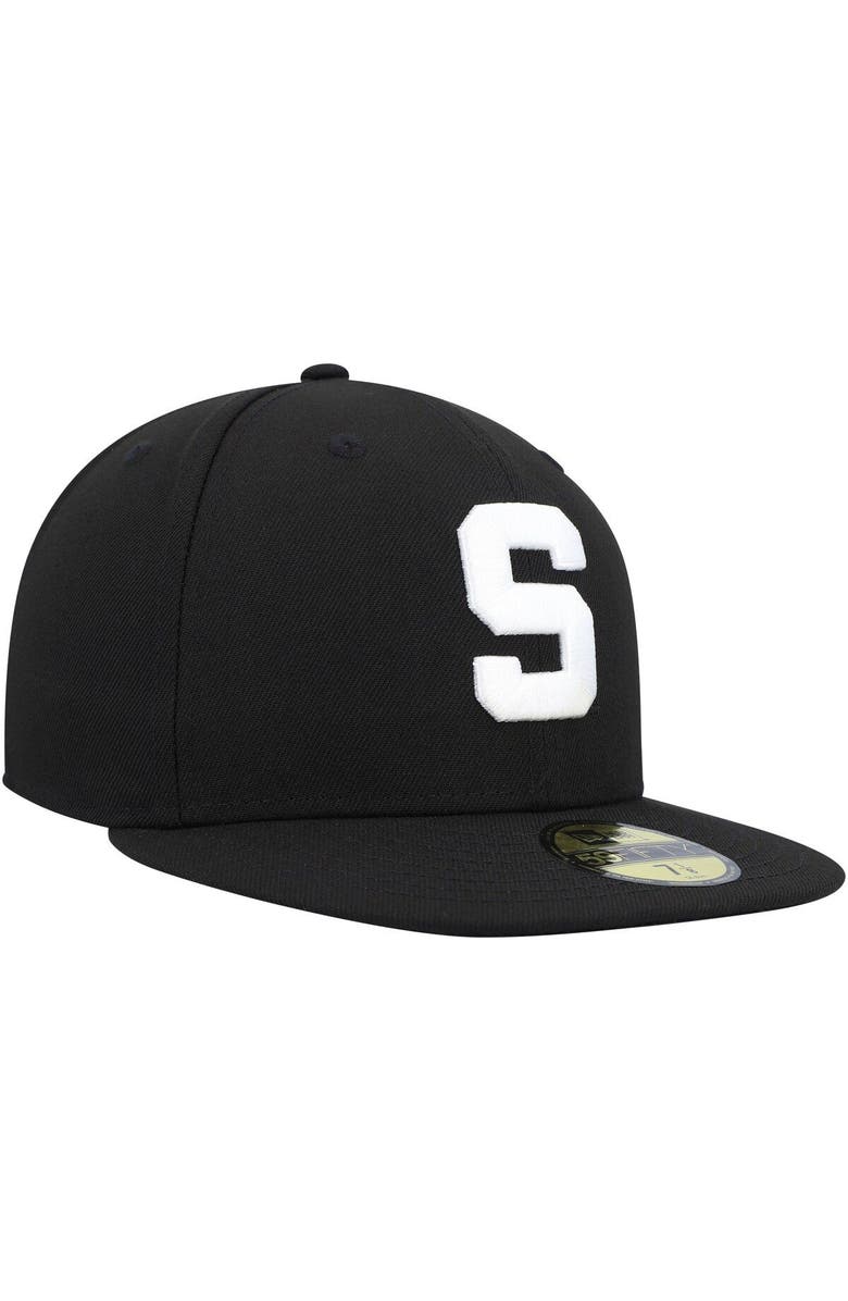 New Era Men's New Era Michigan State Spartans Black & White 59FIFTY Fitted Hat, Alternate, color,