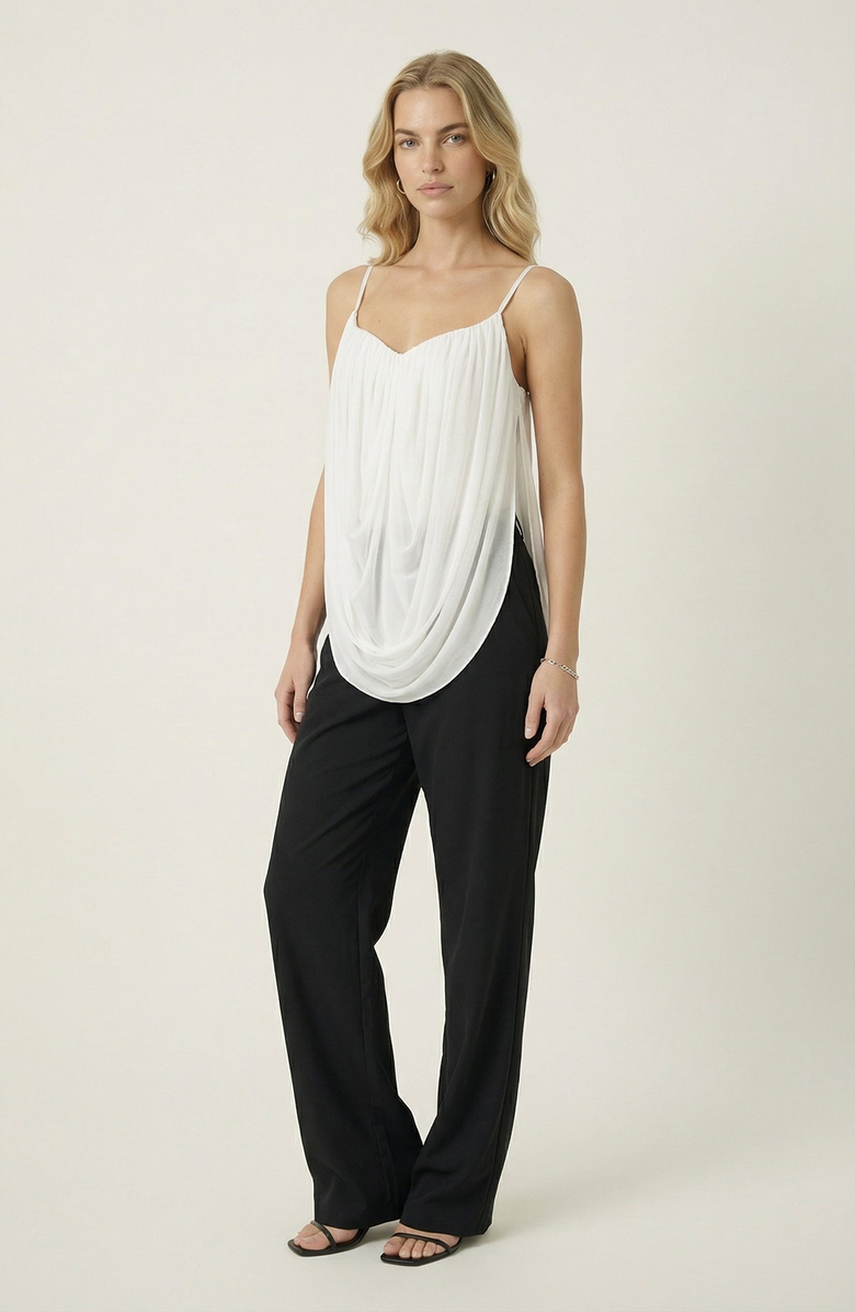 Modenaire Draped Sweetheart Chiffon Camisole Top, Alternate, color, Ivory