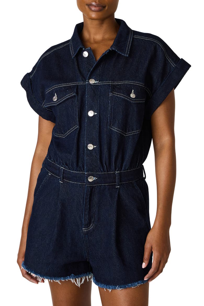 Calliope Denim Romper, Main, color, BIJOU BLUE
