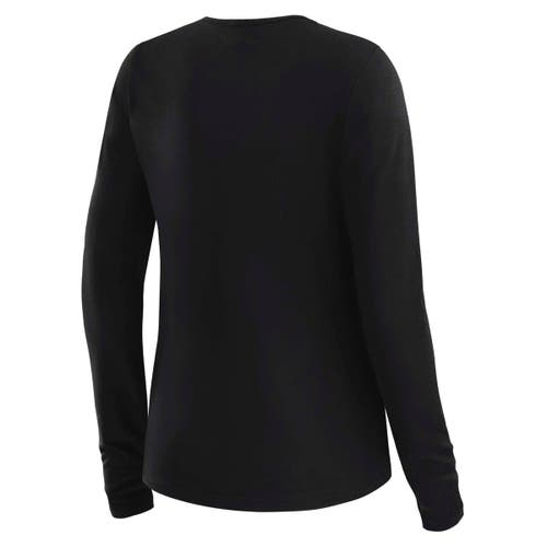 Wear By Erin Andrews X Gracie Hunt Black New York Giants Mesh Panel Long Sleeve T-shirt