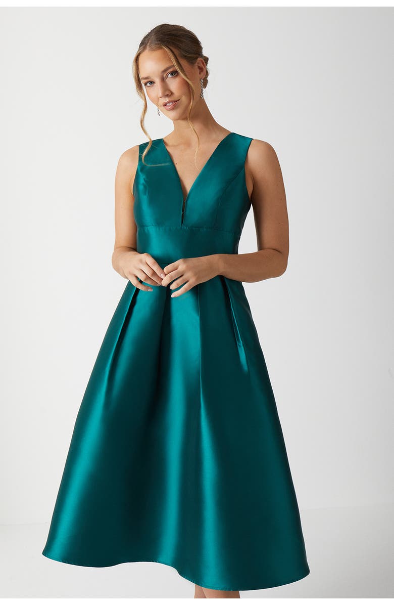 Coast Twill Midi Bridesmaid Dress, Alternate, color, Emerald