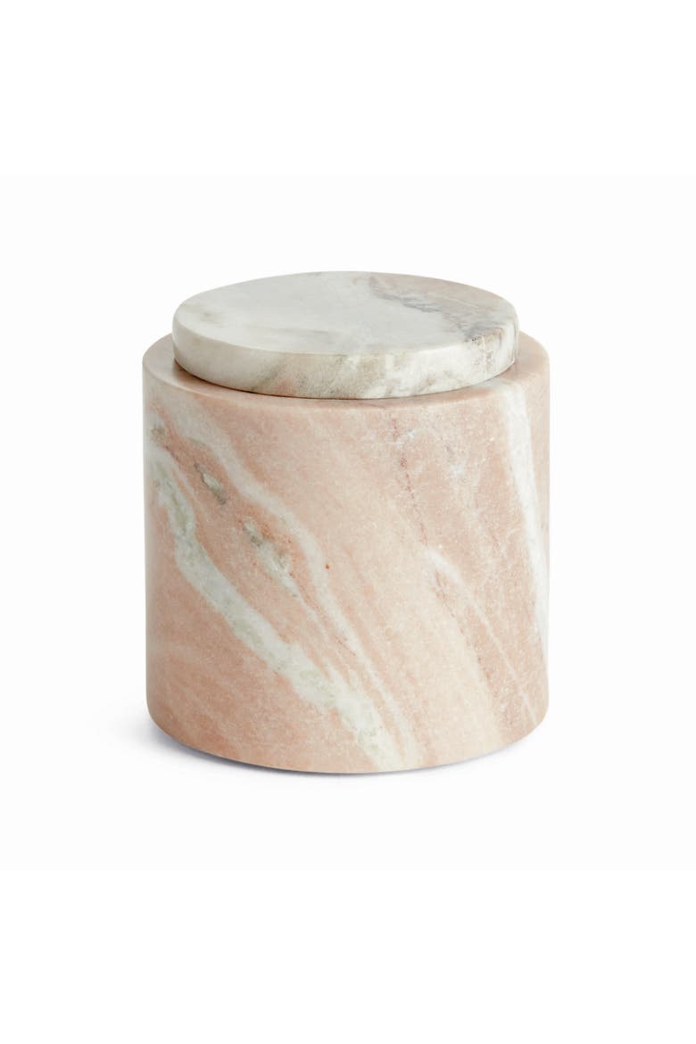 Jaqueline Round Lidded Box Short - Brown/White Marble Accent, Main, color, Brown