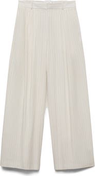MANGO Stripe Cotton Wide Leg Pants