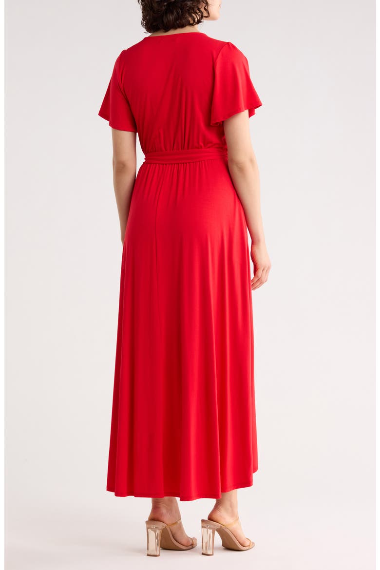 Flutter Sleeve High/Low Wrap Dress, Alternate, color, RED