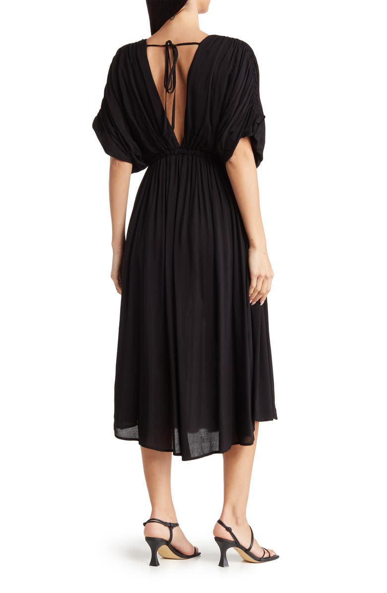 Dolman Sleeve Tie Waist Midi Dress
