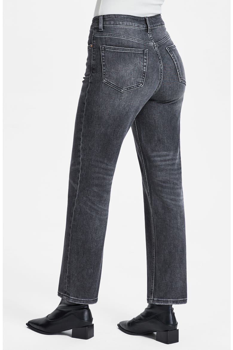 High Waist Straight Leg Jeans, Alternate, color, BLACK STONE