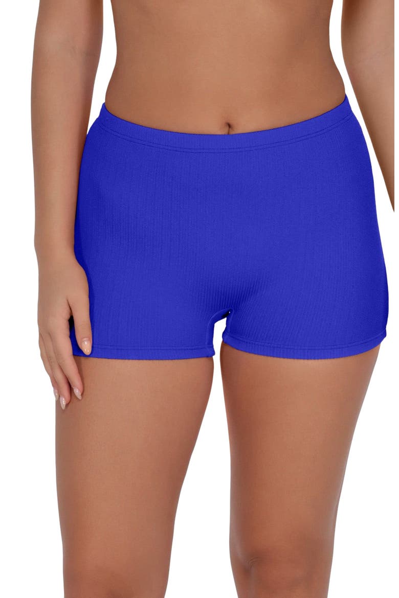 Ayden Boyshort Bottoms, Alternate, color, Vivid Blue Rib