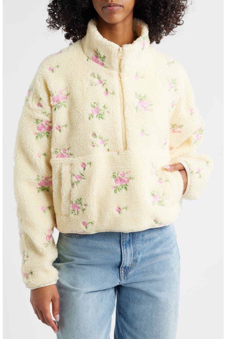 Rose Petals Quarter Zip Pullover, Alternate, color, CREAM