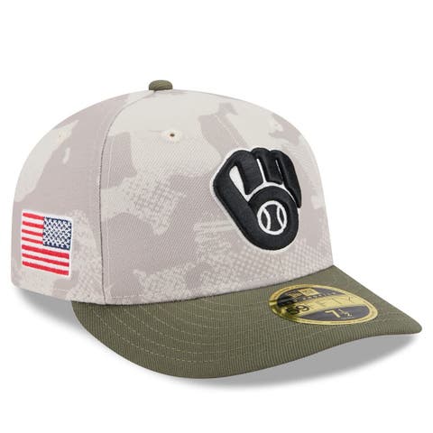Men's New Era Light Beige/Olive Milwaukee Brewers 2025 Armed Forces Day Low Profile 59FIFTY Fitted Hat
