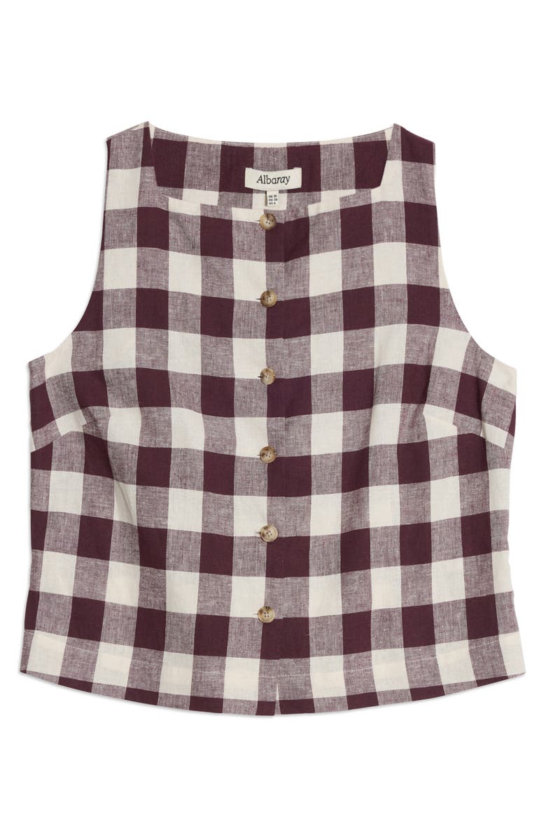 Albaray Gingham Button Top, Alternate, color, Burgundy