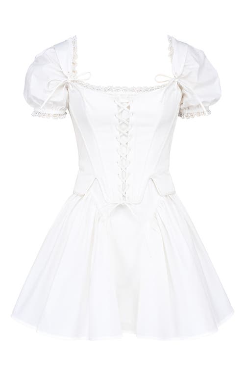 Shop House Of Cb Lili B Puff Sleeve Minidress In Cloud Dancer