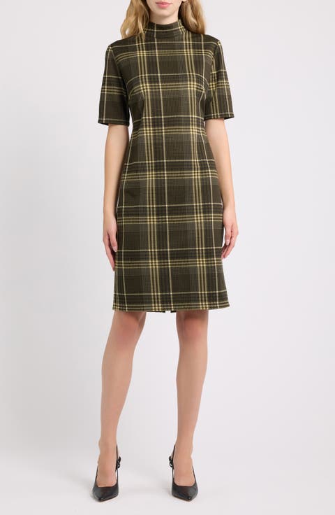 Mock Neck Midi Sheath Dress