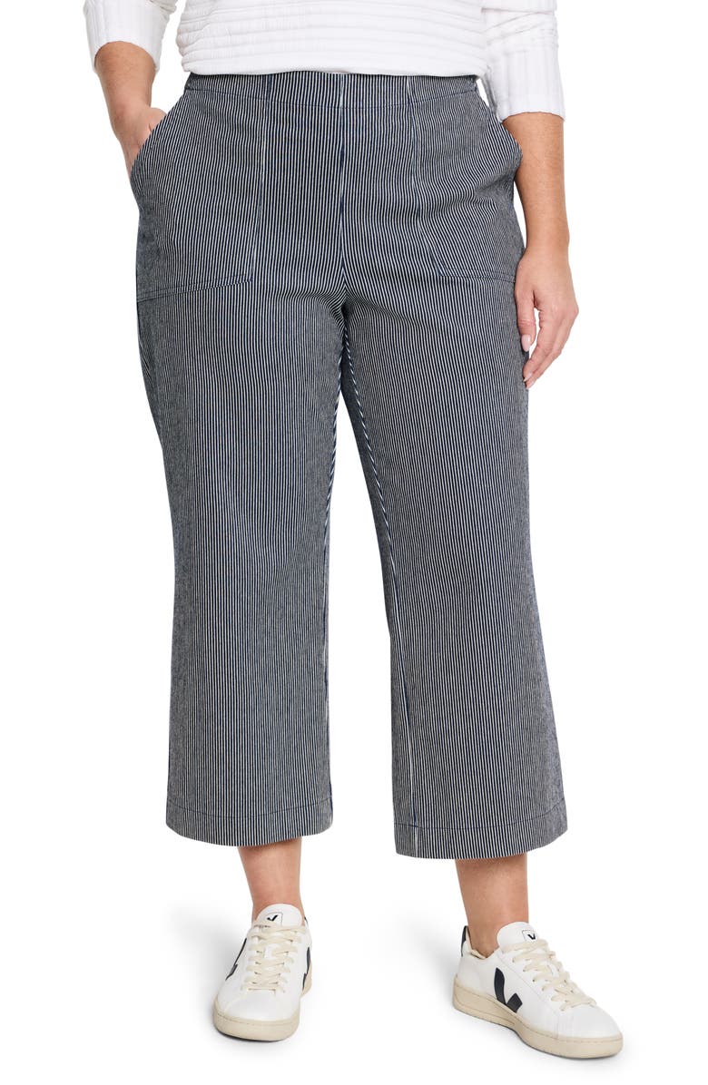 NIC+ZOE All Day Stripe Crop Wide Leg Pull-On Jeans, Main, color, Blue Multi