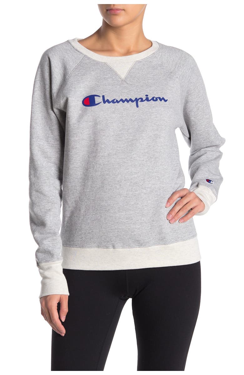 Champion Powerblend Boyfriend Logo Pullover, Main, color,