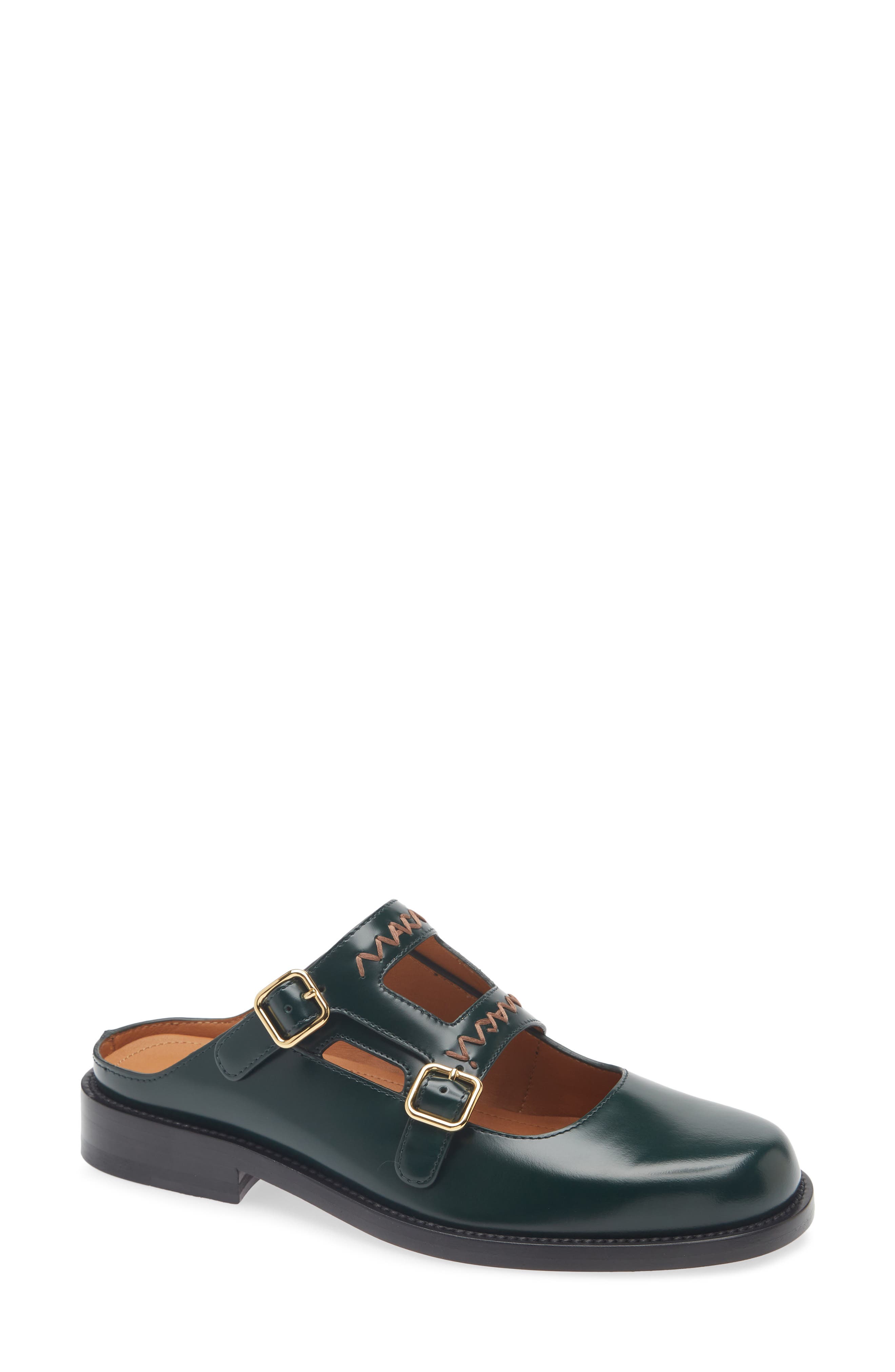 Marni Sabot Double Buckle Mule, Main, color, Green
