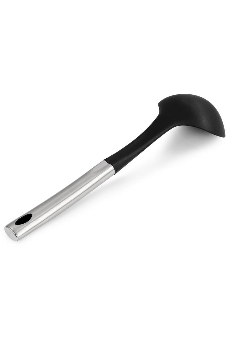 Baldwyn Nylon Ladle Kitchen Utensil with Stainless Steel Handle, Alternate, color, Black