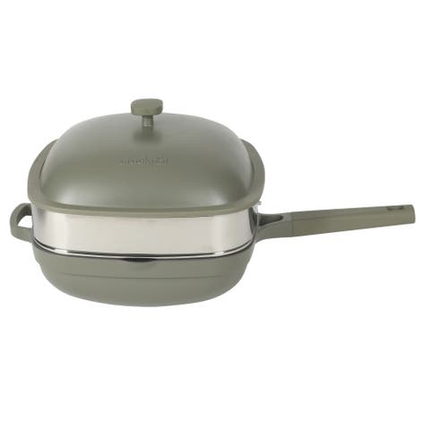 Northvale Ceramic Nonstick Cast Aluminum Sauté Pan with Steamer Basket and Lid