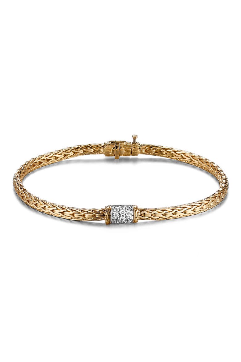 Classic Chain Bracelet with Diamonds, Alternate, color, GOLD