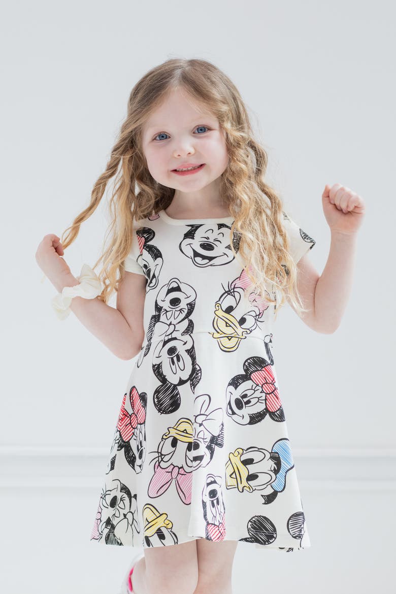 Mickey Mouse & Friends Skater Dress and Scrunchie Set, Alternate, color, Mickey Friends Tusk