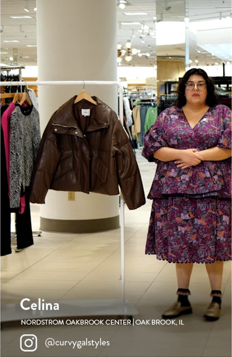 Donovan Swing Faux Leather Puffer Jacket, sales video thumbnail