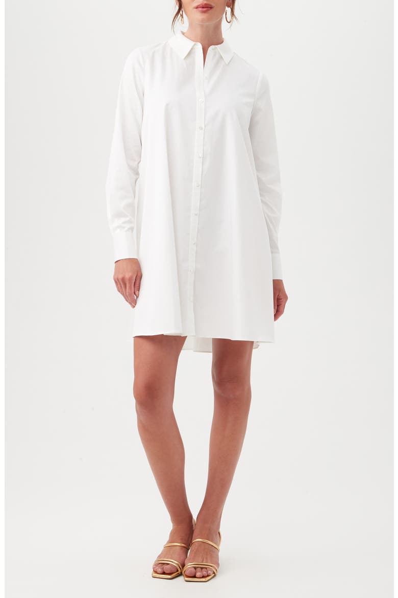 Tulla Oversize Long Sleeve Organic Cotton Shirtdress, Main, color, WHITE