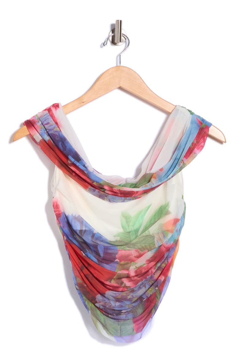 Isadola Folded Off the Shoulder Top, Alternate, color, GARDEN BRUNCH OFF WHITE