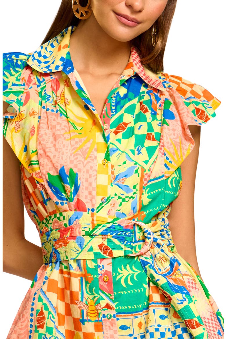 Marceline Belted Cotton Poplin Mini Shirtdress, Alternate, color, GARDEN PRINT
