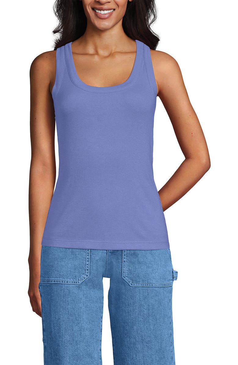 Lands' End Drapey Rib Fitted Tank Top, Main, color, 