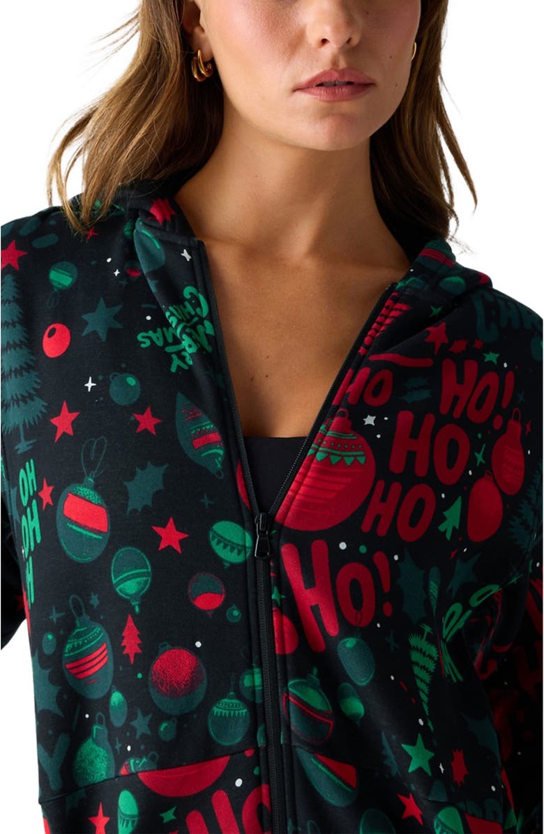 Fabletics Women's Cozy Fleece Hooded Jumpsuit, Alternate, color, Hohoholiday