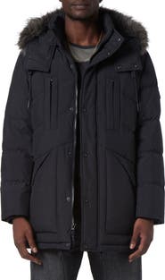 Andrew Marc Tremont Water Resistant Down Quilted Parka with Faux Fur Trim