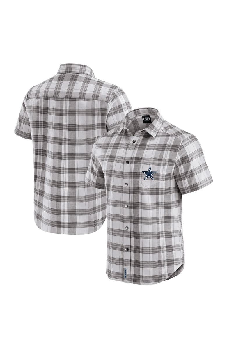 Darius Rucker Collection by Fanatics Men's Darius Rucker Collection by Fanatics Gray Dallas Cowboys Team Plaid Short Sleeve Full-Snap Shirt, Main, color, Gray