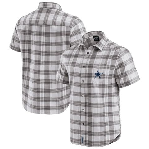 Men's Darius Rucker Collection by Fanatics Gray Dallas Cowboys Team Plaid Short Sleeve Full-Snap Shirt