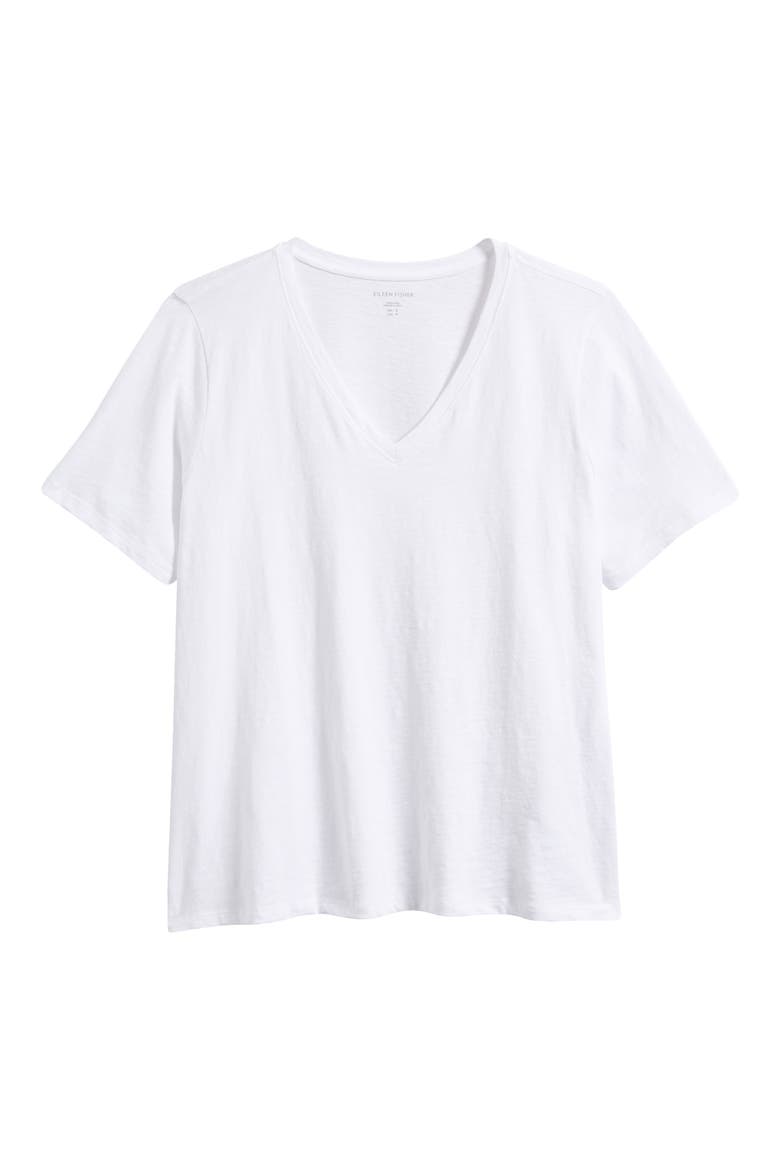 Easy Organic Cotton V-Neck T-Shirt, Alternate, color, WHITE