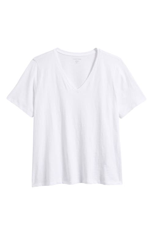 Eileen Fisher Easy Organic Cotton V-neck T-shirt In White