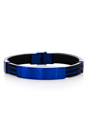 Blackjack Silicone & Stainless Steel Id Bar Bracelet