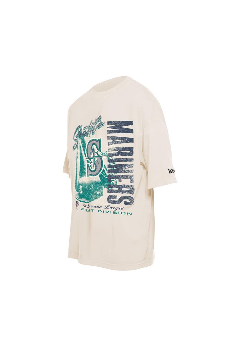 New Era Men's New Era Cream Seattle Mariners Cooperstown Collection Oversized Throwback Distressed T-Shirt, Alternate, color, 