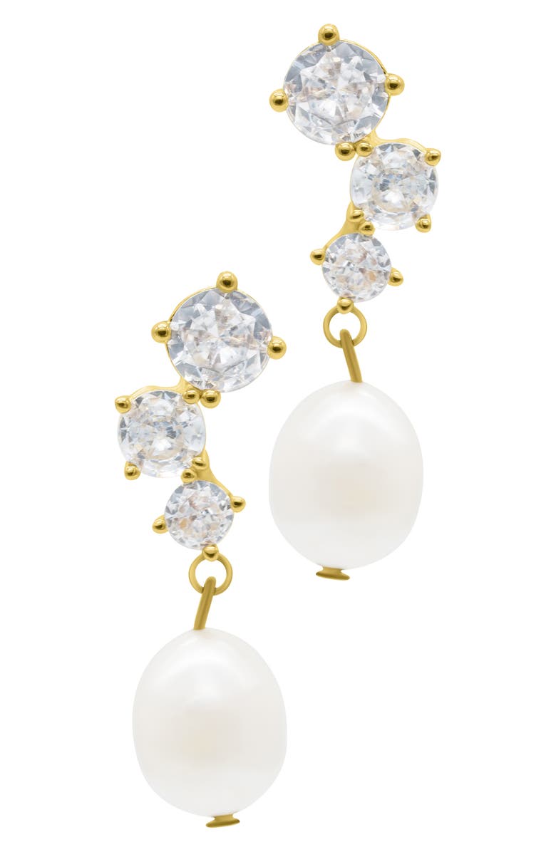 Adornia CZ & 9-10mm Freshwater Pearl Drop Earrings, Alternate, color, Gold
