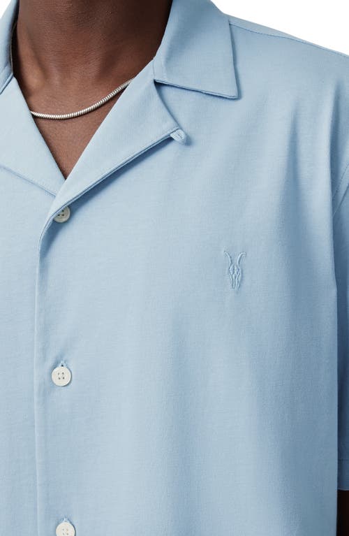 Allsaints Hudson Short Sleeve Button Down Shirt In Static Blue