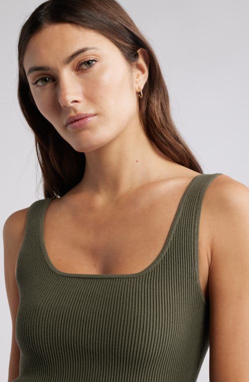 Open Edit Luxe Sculpt Rib Tank In Olive Sarma