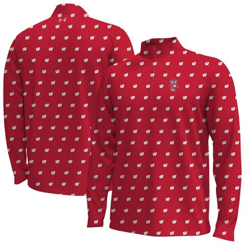 Men's Under Armour  Red Wisconsin Badgers Gameday Armourfuse Half-Zip Top