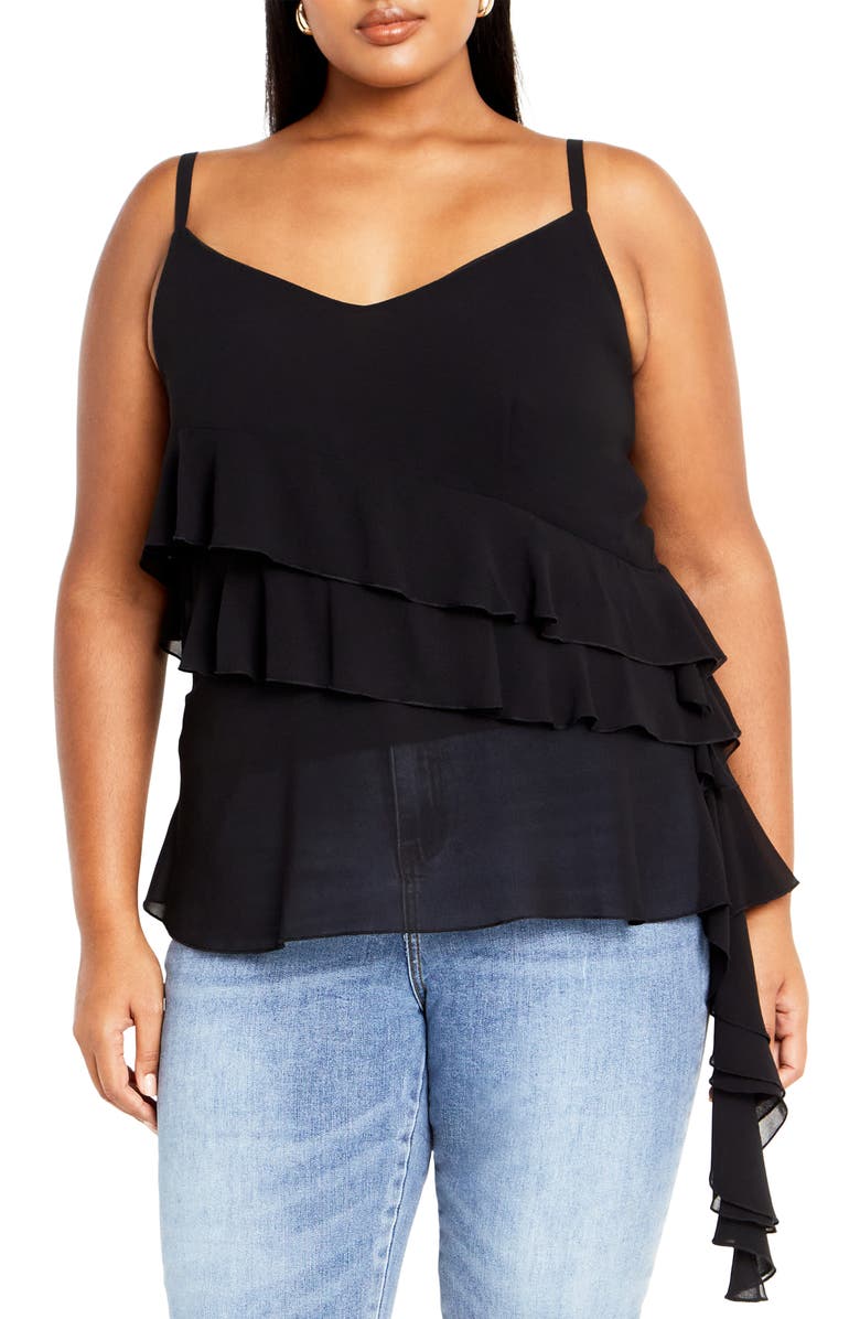 City Chic Lovers Lane Camisole, Main, color, Black