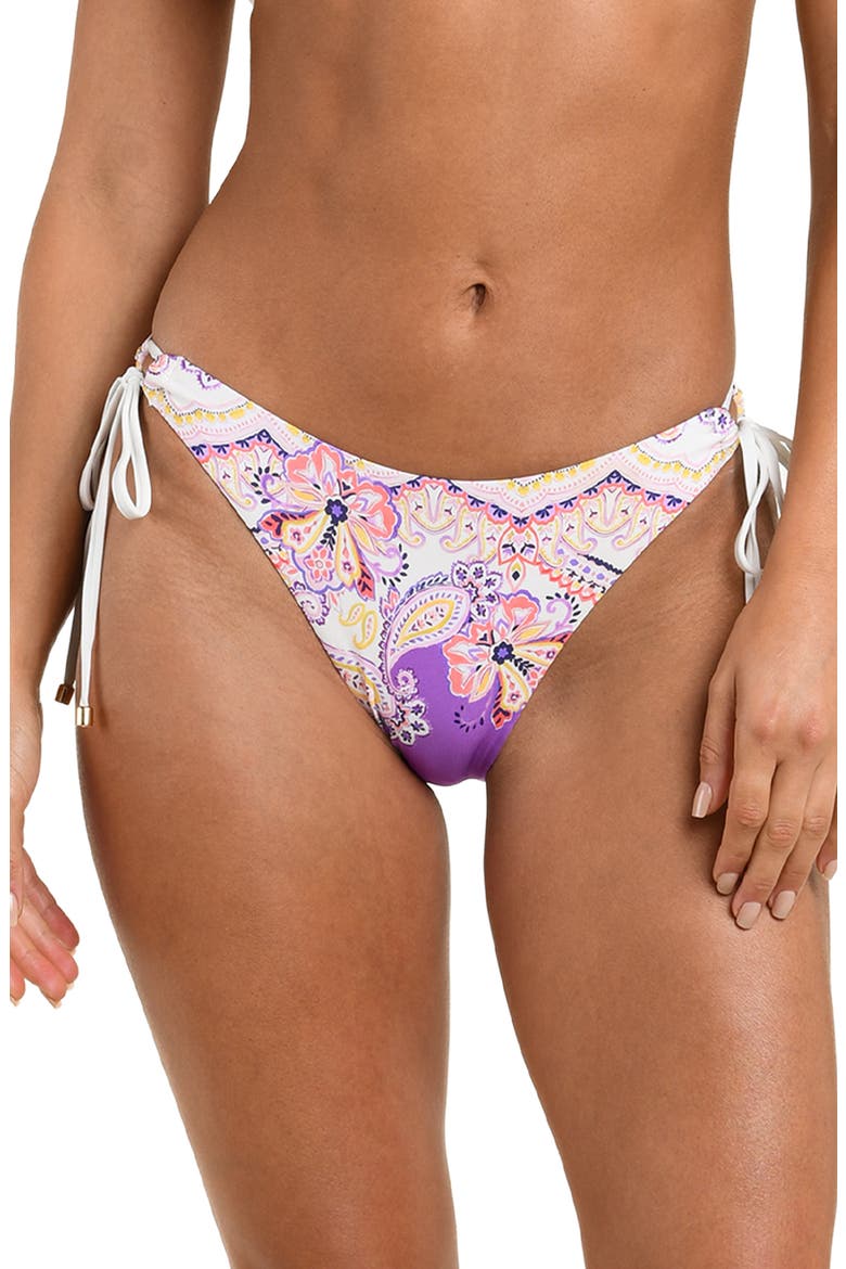 Lilac Cascade Loop Side Tie Bikini Bottoms, Main, color, PURPLE MULTI