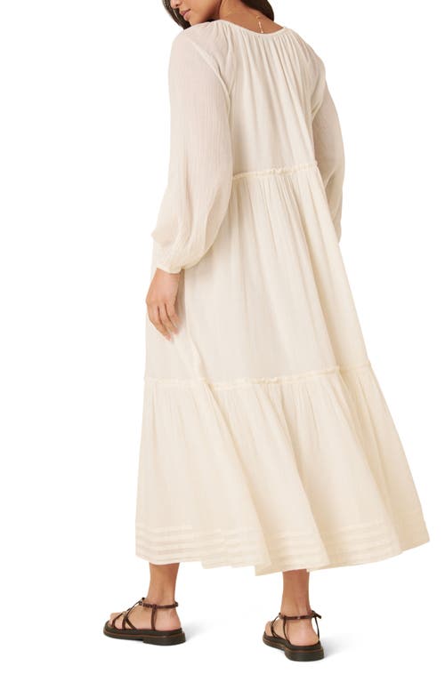 Nobody's Child Adley Long Sleeve Organic Cotton Midi Dress In Neutral