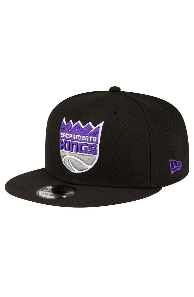 New Era Men's New Era Black Sacramento Kings Official Team Color 9FIFTY Snapback Hat, Main, color, 